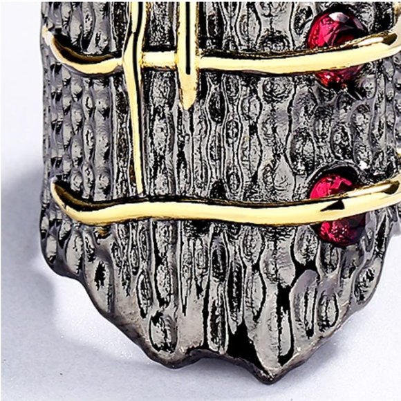 925 Silver Natural Pomegranate Ruby Gemstone Ring - Picture 9 of 12